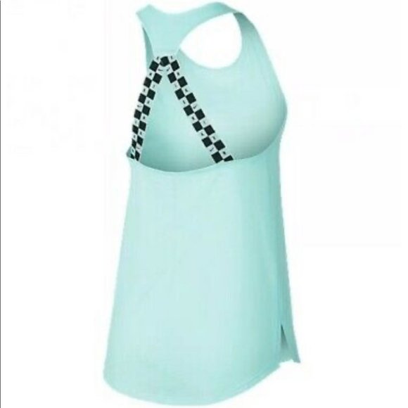 Nike Dri-Fit Checkered Teal Elastic Tank Top - Picture 2 of 13